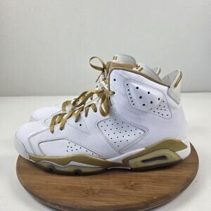 Nike Air Jordan 6 Retro Shoes Mens Size 11.5 White Gold 384664-135 Olympics
